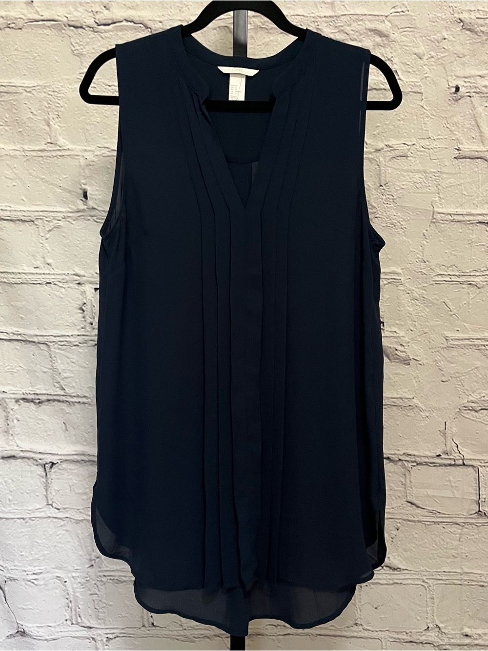 H&M Sleeveless Pleated V-Neck Women's Navy Camisole Top